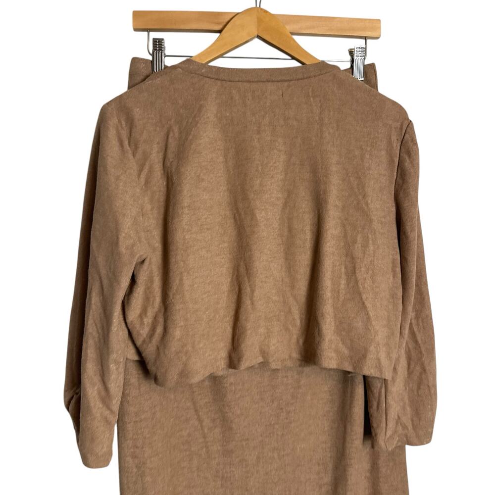 Reformation Janice Buff Beige 3 Piece Cardigan Sweater Midi Skirt Set Size XL - Picture 14 of 14